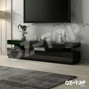 160CM Black TV Stand Cabinet Entertainment Unit Storage w/ 3 Push-Opened Drawers