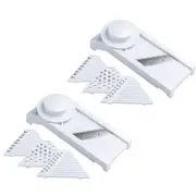 2x Culinare Mandoline Slicer w/ 4 Blades Fine/Course Fruit/Vegetable Slicer WHT