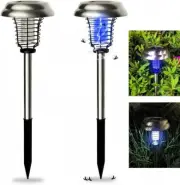 2-in-1 Stainless Solar Bug Zapper Outdoor Light 2Pcs,Waterproof LED Light