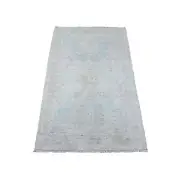 3'1"x5' Gray Washed Out Zoroastrian Design Hand Knotted Wool Oriental Rug R88909