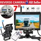 7" Wireless Rear View Monitor + 2 WIFI Reverse Camera Kit Caravan Bus Truck 12V