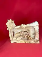 UNIQUE Natural Olive Tree Trunk Nativity Scene from The Holy land,Hand Carved.