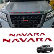 RED NAVARA Logo On The Front And Rear Hood Nissan NP300 Navara 2020-2024 D23