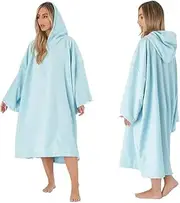 Brentfords Towel Poncho Adult Hooded Large Bath Swim Surf Beach Absorbent Dry Microfiber Changing Robe for Men Boys Quick Dry, Sky Blue