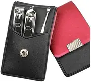 Manicures, Pedicure Kits, Nail Clippers, Pedicure Nail Art Tools Home Travel Beauty Tools, Gold Nail Clippers, Care Set in Leather Box Nail Art Tools (Black/Red) Professional Grooming Kits