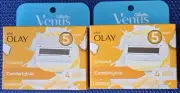 2x NEW 4 Pack Gillette Venus+ Olay Coconut Comfort Glide Razor Cartridge Refills