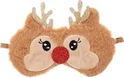 Healvian 1Pc Adorable Plush Christmas Elk Sleep Eye Cover Lovely Blindfold for Travel Naps and Flights Comfortable Skin Friendly Material with Elastic Band for All Head