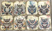 junk journal owl cards scrapbook card making set of 8 owl journal cards
