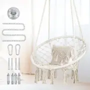 Macrame Hammock Swing Chair with Hardware Kits Handmade Knitted Hanging Chair...
