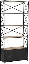 Bookcase Solid Firwood and Steel 80x32.5x180 cm, Home Office Shelving