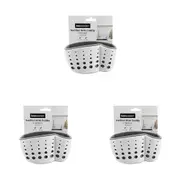 3x Boxsweden Suction 2-Section 14cm Sink Caddy Storage Organiser Holder White/GY