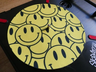 Smiley Rave Acid Face AOP 7" Turntable Slipmat Vinyl Record DJ Portablist Cool