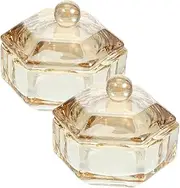 LALADEFIEE 2 Pack Crystal Glass Nail Art Cup Lid Small Size Nail Dish for Mixed Liquids Acrylic Powder