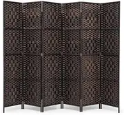ZUNI Room Divider, 6 Panel Folding Wooden Privacy Screens, Tall Fabric Divider for Room Separation, 1.7Mx2.4M Partition Room Dividers Freestanding for Living Room, Bedroom, Office, Brown