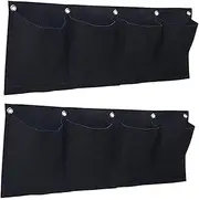 Fenteer 2Pcs Hanging Planting Grow Bags Garden Planters Horizontal Home Decoration Organizer Flower Containers for Vegetable Fences, Black