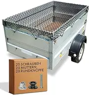DPStore® Trailer Net Stretchable from 1 m x 2 m to 2 m x 3 m - Black - Trailer Net with Extra Corner Markings + Tarpaulin Hook + Elastic Strap