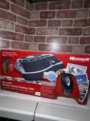 NEW! NIB Microsoft Wireless Optical Desktop 5000 Keyboard Wireless Mouse Digital