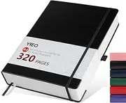 Notebook A4, Thick A4 Notebook Hardback Journal Notebook 320 Pages 100GSM A4 Lined Note Book, Extra Large Hardcover Notepad with Inner Pocket, Pen Loop, and 2 Ribbon Page Marker, 21.5 x 27.9cm-Black