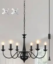 Plug in Chandelier Lighting with Cord 15ft & On/Off Switch, Hanging 2-Plug in