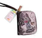 Chala NWT Cocker Spanial Wristlet Wallet Black/Grey Dog Lover Vegan Leather
