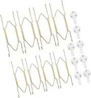 HANABASS 8PCS Metal Invisible Spring Hooks Wall Mounted Plate Holder for Decorative Plates for Home Office and Store Display Sturdy Design with No Marks