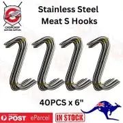 SET 40 x 6 in Solid Stainless Steel Meat S-Hooks Butchers Hunters Sausage Making