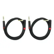2 Pack 1/4 Inch TRS to 1/4 Inch TRS Right Angle 3 Feet Patch Cable (3 Ft 2 Pack)