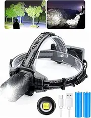 Led Rechargeable Headlamp Flashlight,4 Modes Zoomable Headlamps,100000 High Lumens XHP99 Super Bright Headlamp,IPX5 Waterproof,with Digital Power Display,Red-Blue Warn Light,for Runing,Camping,Fishing