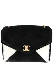 Chanel Black & White Shearling Small Single Flap Bag (Authentic Pre-Loved)