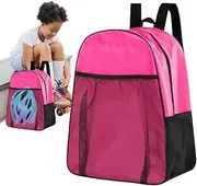 [Generic] Roller Skate Backpack for Kids | Large Capacity Breathable Waterproof Skate Bag Can Carry Roller Skates, Helmets, Protective Gear, Suitable for Outdoor Travel and Training, 35x17x43cm