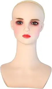 Perfk Cosmetology Mannequin Head with Wig Cap Jewelry Bust Multipurpose with Makeup Wig Bust Head Stand for Cap Sunglasses Necklace