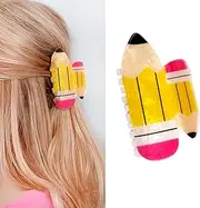 WRBAJIS Back to School Hair Clips Yellow Pencil Hair Claw Clips Funny Pencil Hair Barrettes Cute Hair Accessories for Teacher Student First Day of School Party Supplies