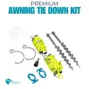 CARAVAN AWNING TIE DOWN KIT WITH SCREW PEGS, CLAMPS AND ROPES ROLL OUT AWNINIGS