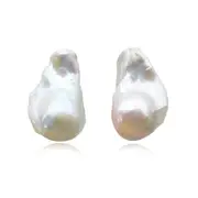 Culturesse Magda 25mm Pearl Stud Earrings Sterling Silver Natural Baroque Pearls