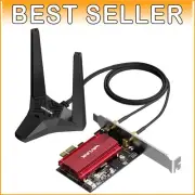 Intel AX210 WiFi 6E AX5400M PCIe Card with High Gain Antennas & Magnetized Base