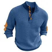 Men's Pullover Sweater Jumper Cable Knit Sweater Patch Sweater Ribbed Knit Regular Knitted Plain Stand Collar Vintage Keep Warm Daily Wear Going out Clothing A