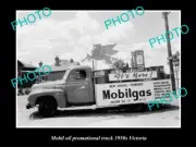 OLD LARGE HISTORIC PHOTO OF MOBIL OIL COMPANY PROMOTIONAL TRUCK c1950s VICTORIA