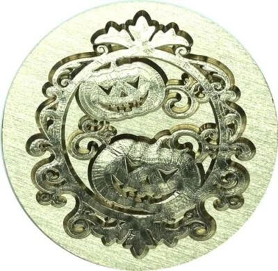 Two Pumpkins on Vine, framed-style 1.2" diameter round Wax Seal Stamp Head