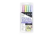 6pc Tombow Dual Brush Fine Pen Marker Water-Based Sketching Drawing Set Pastel