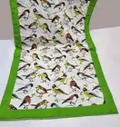 Table Runner 17”x 72.5” Green & White Bird Lover Nature Spring Dine 100% Cotton