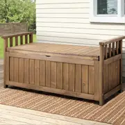 160L Gardeon Outdoor Storage Box Wooden Garden Bench Chest Toy Tool Sheds Furniture Brown