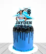 CRONULLA SHARKS FOOTBALL THEME PERSONALISED CARDSTOCK CAKE TOPPER choose player