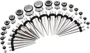[JDXN] Stainless Steel Ear Stretching Taper Tunnel Starter Kit - 36 Piece Set 14G - 00G