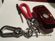 LEATHER KEY FOB & REMOTE COVER, RED, NEW, BMW