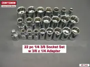 CRAFTSMAN 22 pc 1/4" 3/8" DRIVE SOCKET SET 12pt 10 18 20 24 26 30
