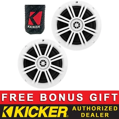 KICKER OEM REPLACEMENT 6.5" COAXIAL BOAT/MARINE SPEAKERS 4-OHM WHITE PAIR