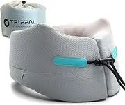 PILCAVE Travel Pillow Neck Adjustable Memory Foam Neck Pillows for Airplane Car Home Sleeping Rest Game Chin Head Support with Compact Carry Bag, Grey S