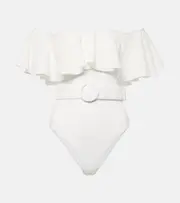 [Alexandra Miro] Alexandra Miro Chantal ruffled swimsuit AU 12 neutrals