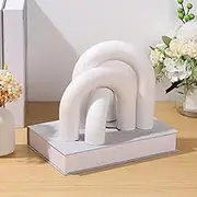 3Pcs Wood Arch Decor Set, Aesthetic Shelf, Coffee Table Books, Bookshelf Neutral, Japandi Modern Decorative Object, Entryway Table, Boho Living Room (White)