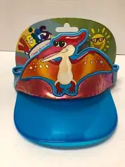 VISIES Kids Blue Pterodactyl DINOSAUR Clear Adjustable Visor Hat NEW